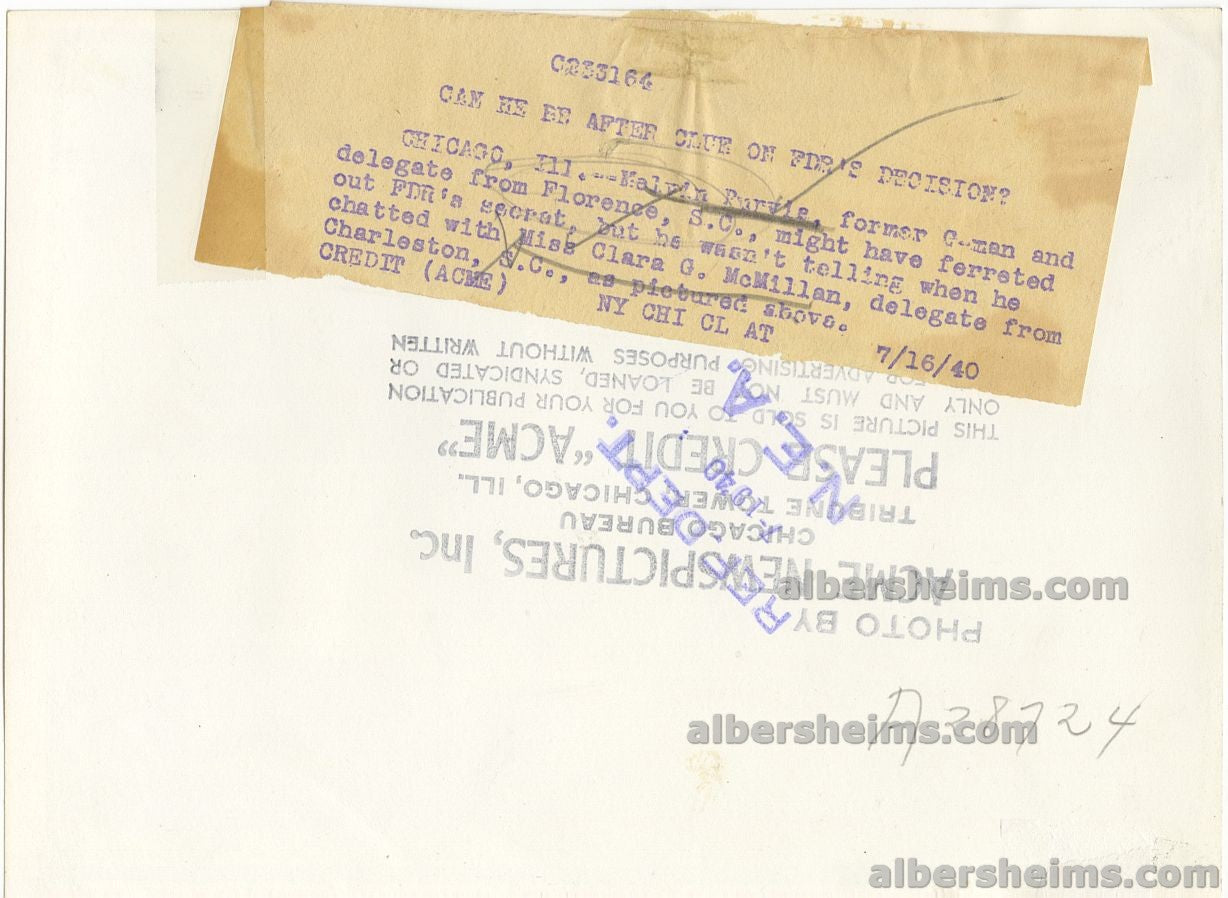 1940 Melvin Purvis Former FBI G-Man Who Took Down John Dillinger Original TYPE I Photo
