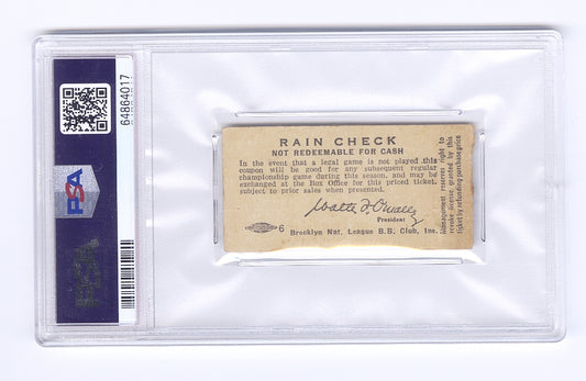 1954 Dodgers vs Reds 8/8 Ticket Stub - 20-7 Rout, Jackie 1-4, 3 RBI, Campy HR #175 PSA 3 POP 1