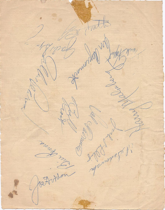 1957 San Francisco Seals Baseball PCL Team Signed AUTO Sheet /w Frank Kellert & Joe Gordon