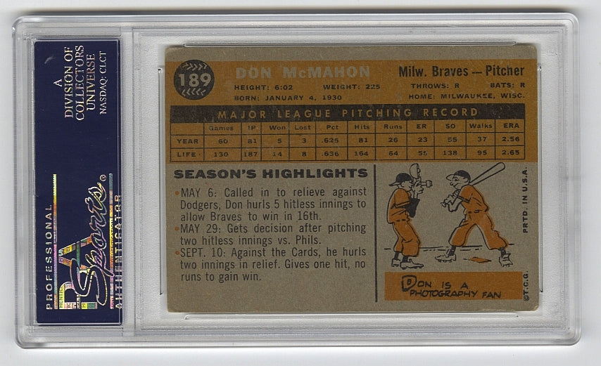 1960 Topps #189 Don McMahon Signed AUTO Baseball Card PSA/DNA