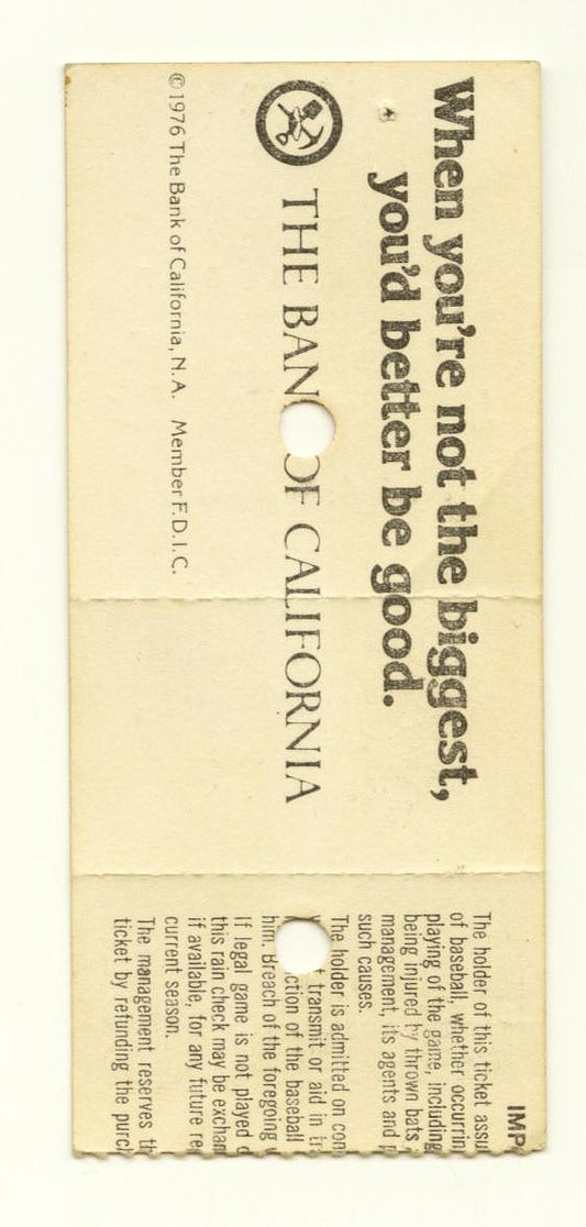 April 17, 1976 A’s vs Orioles Ticket Stub Jim Palmer 3 Hitter – Mexican BB HOF Legend - Andres Mora 1st MLB HR