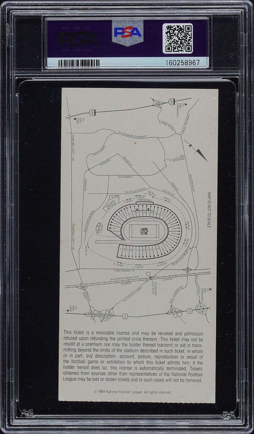 1985 Super Bowl XIX Ticket Stub San Francisco 49ers vs Miami Dolphins PSA 6 Joe Montana MVP