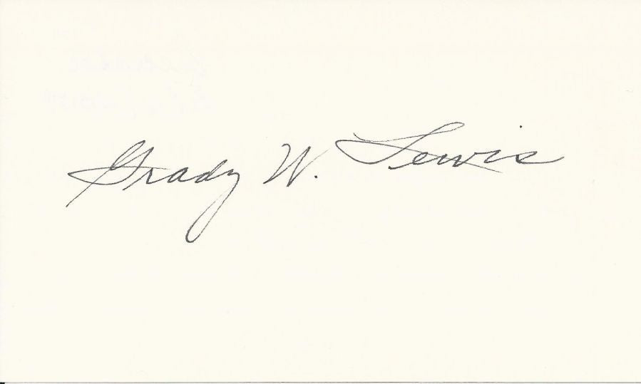 Grady Lewis signed 3x5 card Oklahoma Basketball - Bullets - Bombers - Phillips