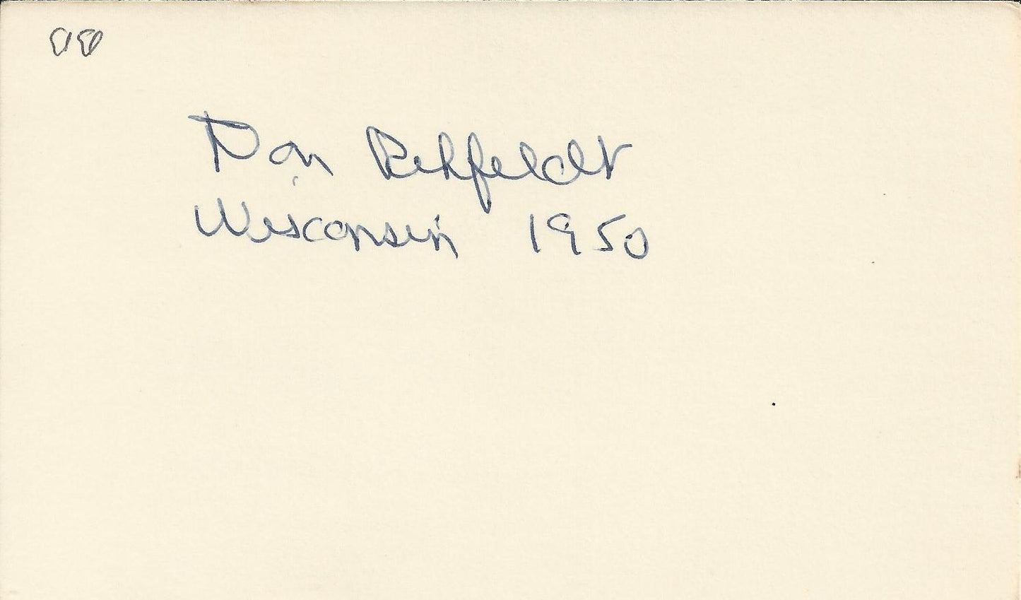 Don Rehfeldt Signed 3x5 card Wisconsin - Bullets - Hawks Basketball