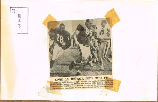 Chicago Bears NFL Willie Galimore original 1959 photo with Gibron and Jack Johnson