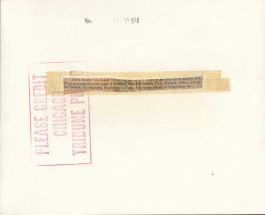 1962 Masked Terry Sawchuk Detroit vs Chicago original photo