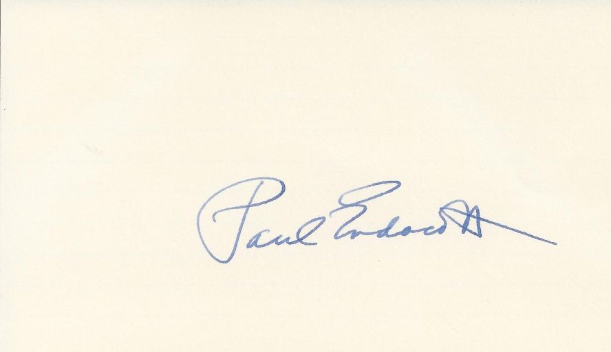 Paul Endacott signed 3x5 card Deceased Basketball HOF