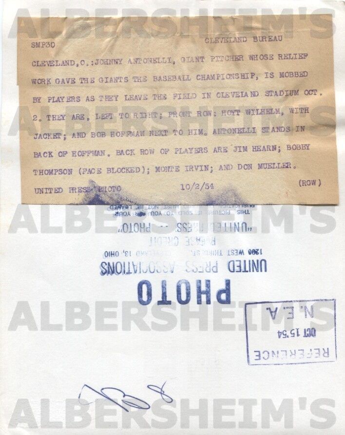 1954 NY Giants Win the World Series over Indians - Original Photo