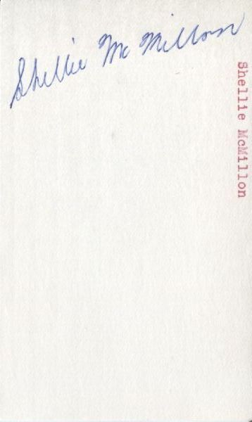 Shellie McMillon signed 3x5 card - Deceased - Pistons St. Louis Hawks