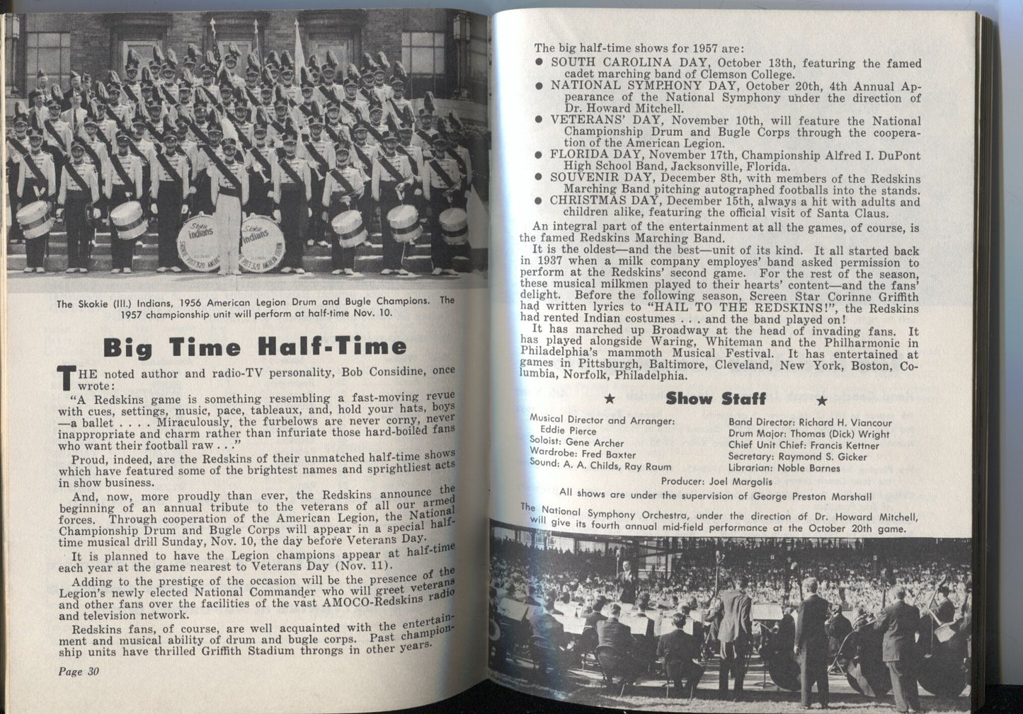 ORIGINAL 1957 WASHINGTON REDSKINS NFL FOOTBALL PRESS TV RADIO MEDIA GUIDE