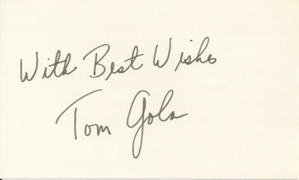 Tom Gola signed 3x5 card Basketball HOF - Philadelphia Warriors Deceased