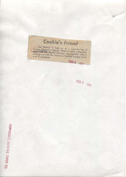 1965 Cookie Gilchrist Broncos AFL original photo with his Number One Fan