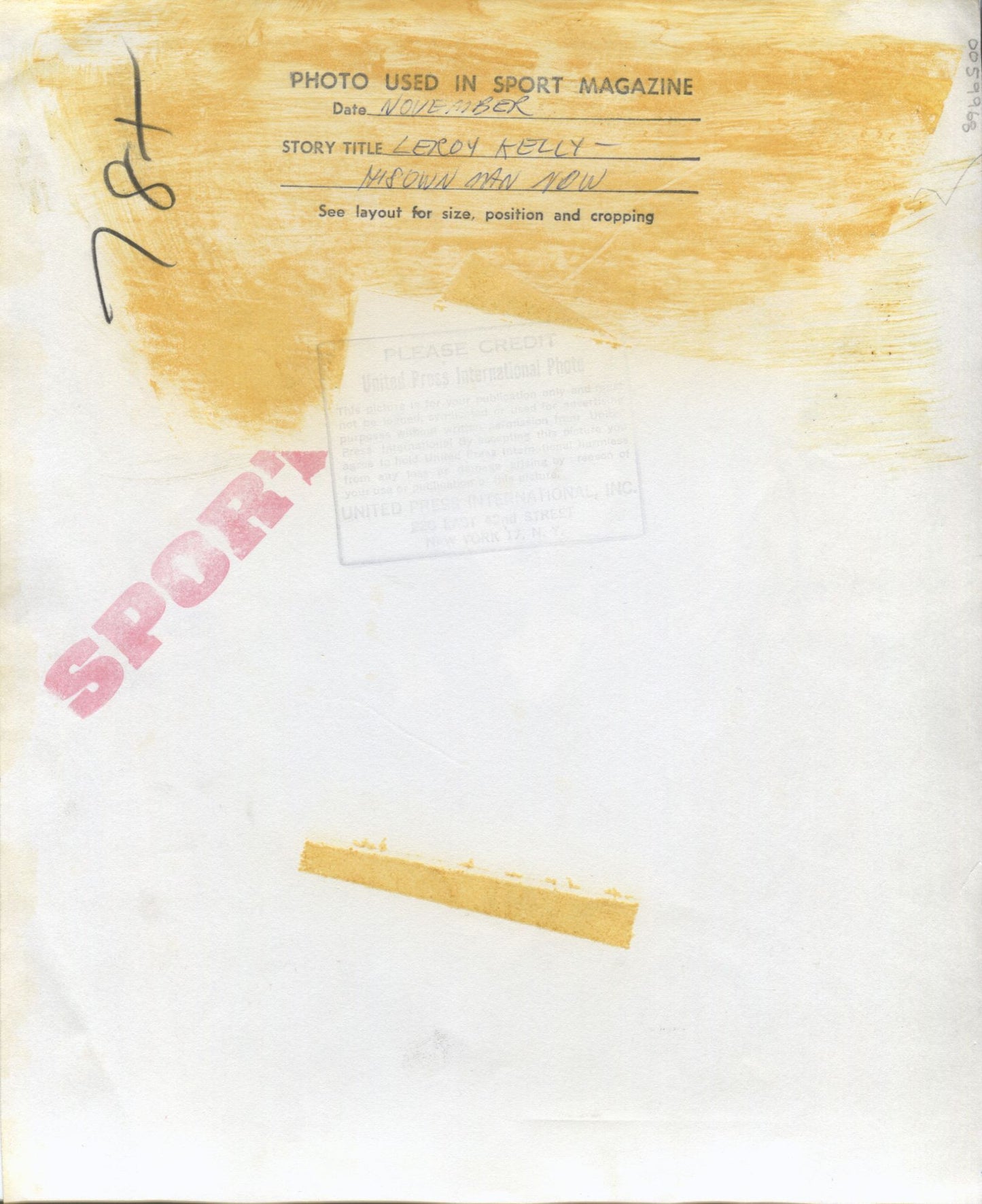 Leroy Kelly HOF Cleveland Browns original UPI photo 1960s