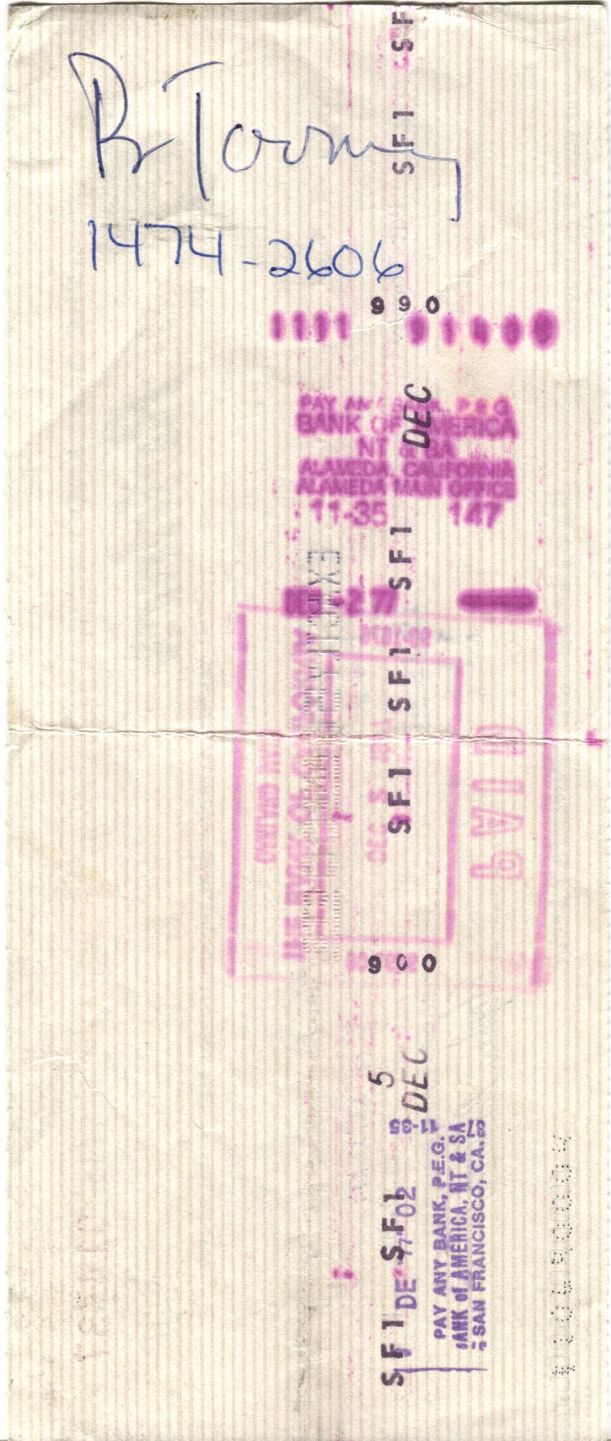 Pat Toomay Signed Oakland Raiders payroll Check Cowboys - Any Given Sunday Author