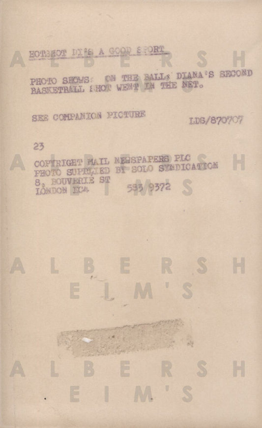 Princess Diana Shooting Hoops - Original Photo