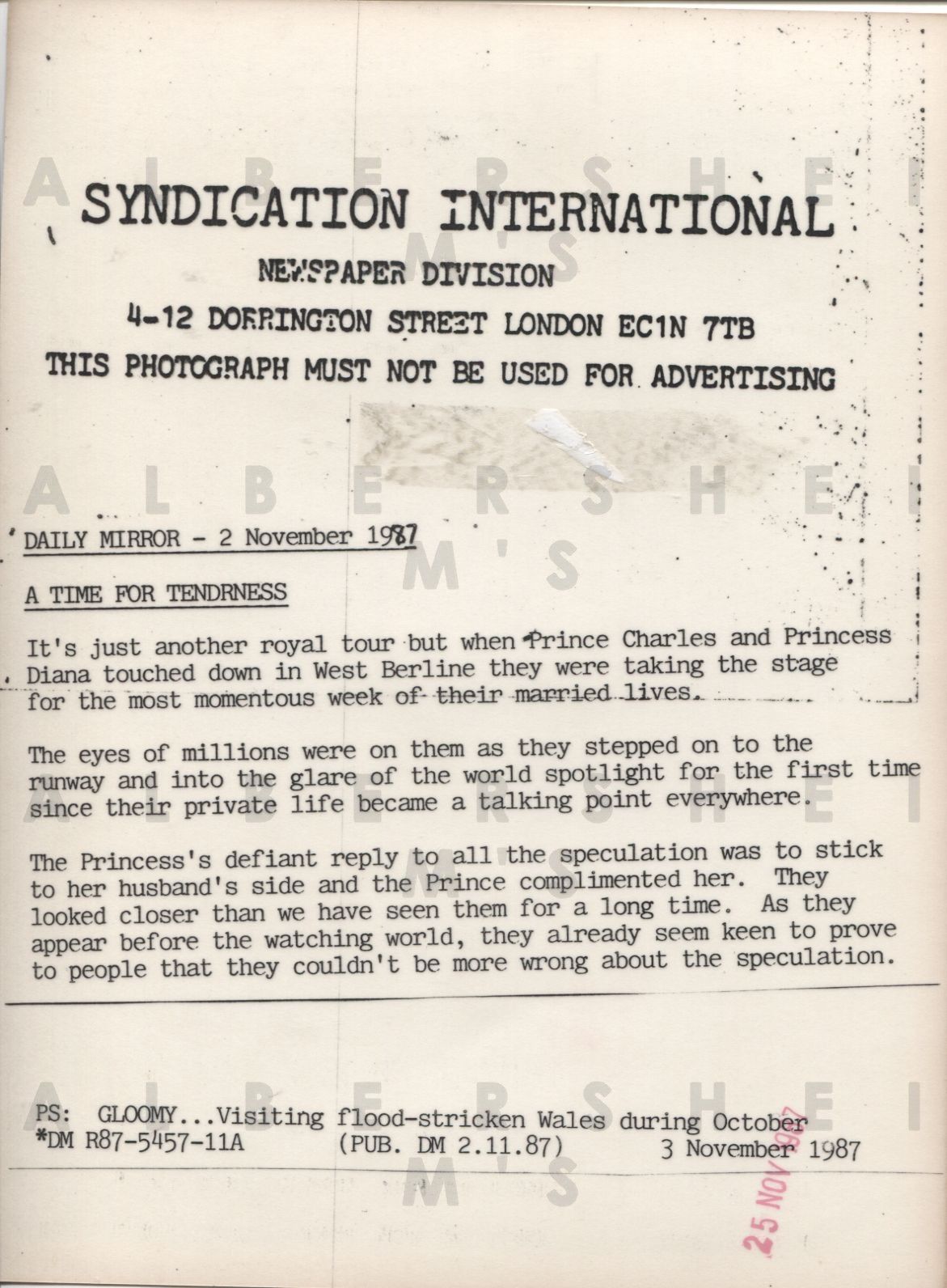 A Time for Tenderness - Prince Charles and Princess Di 1987 Original