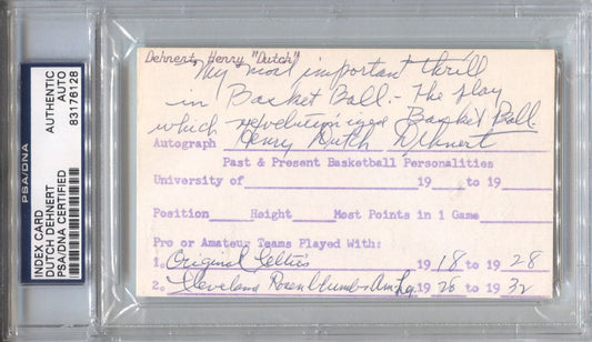Henry Dutch Dehnert Signed Handwritten Letter 3 x 5 card Basketball HOF Original Celtics