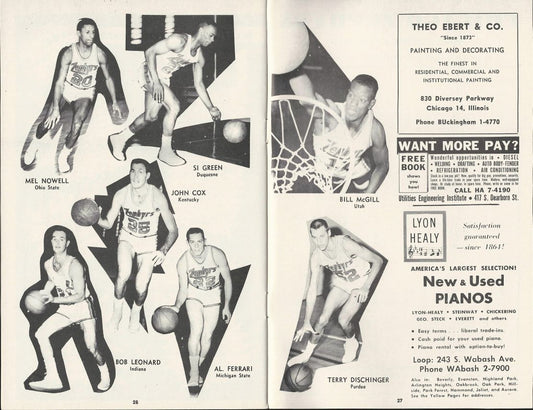 1963 Chicago Zephyrs vs. St. Louis Hawks 3-5-63 NBA basketball program 1 year team