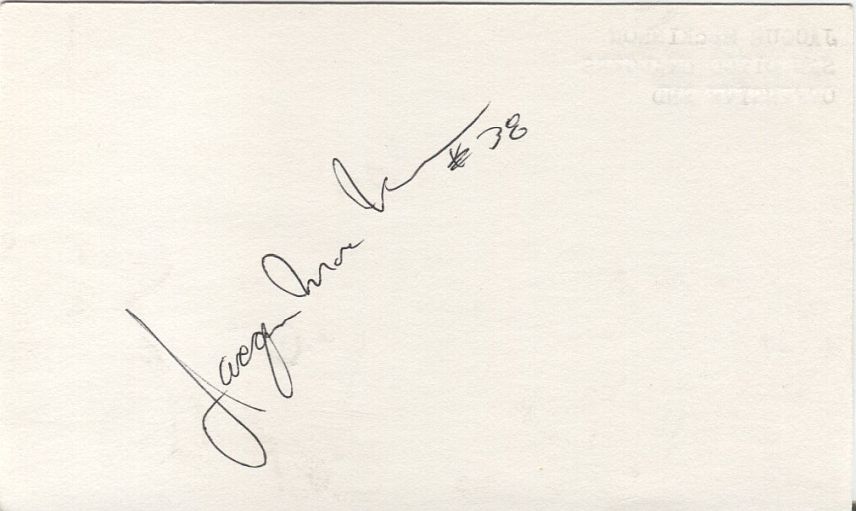 Jacque Mackinnon signed 3x5 card AFL - Chargers - Raiders - D. 1975 at age 36