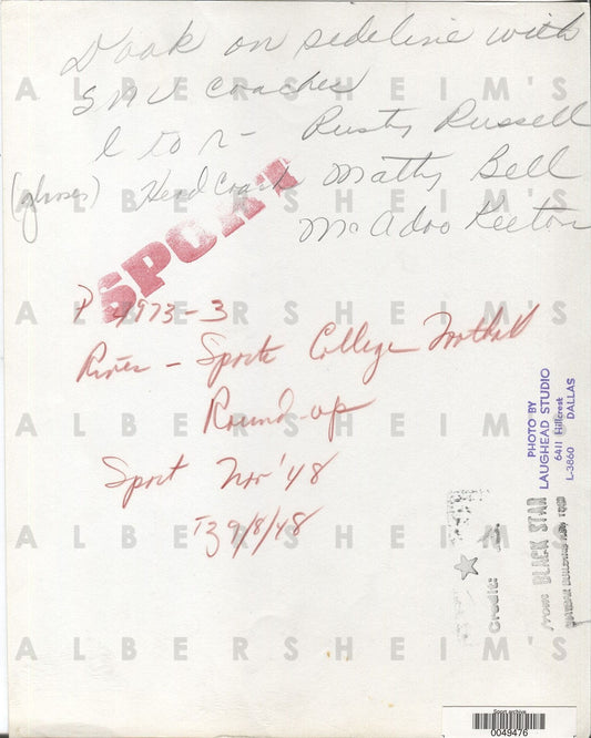 Doak Walker & Matty Bell SMU football 1948 Original Photo Heisman HOF