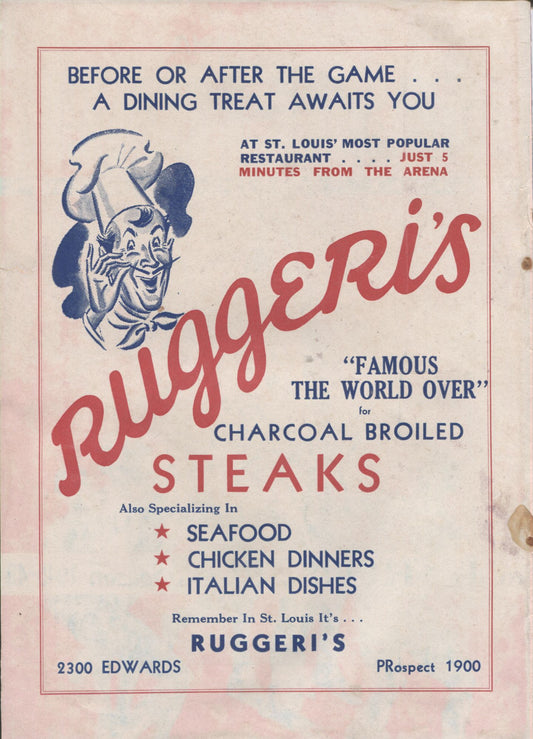 1949 St. Louis Bombers vs. Boston Celtics NBA Basketball program