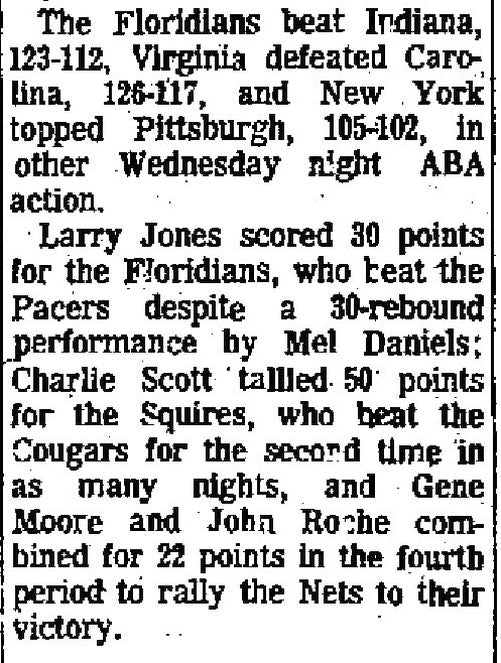 1971 Miami Floridans vs Indiana Pacers ABA basketball program with Ticket Stub