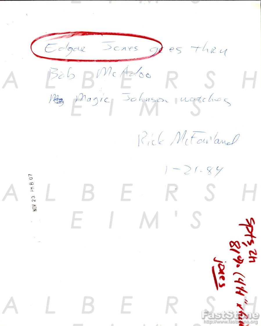 Lakers HOFers - Magic Johnson & Bob McAdoo vs Spurs Original TYPE I photo