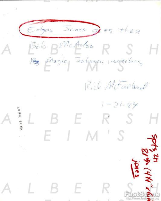 Lakers HOFers - Magic Johnson & Bob McAdoo vs Spurs Original TYPE I photo