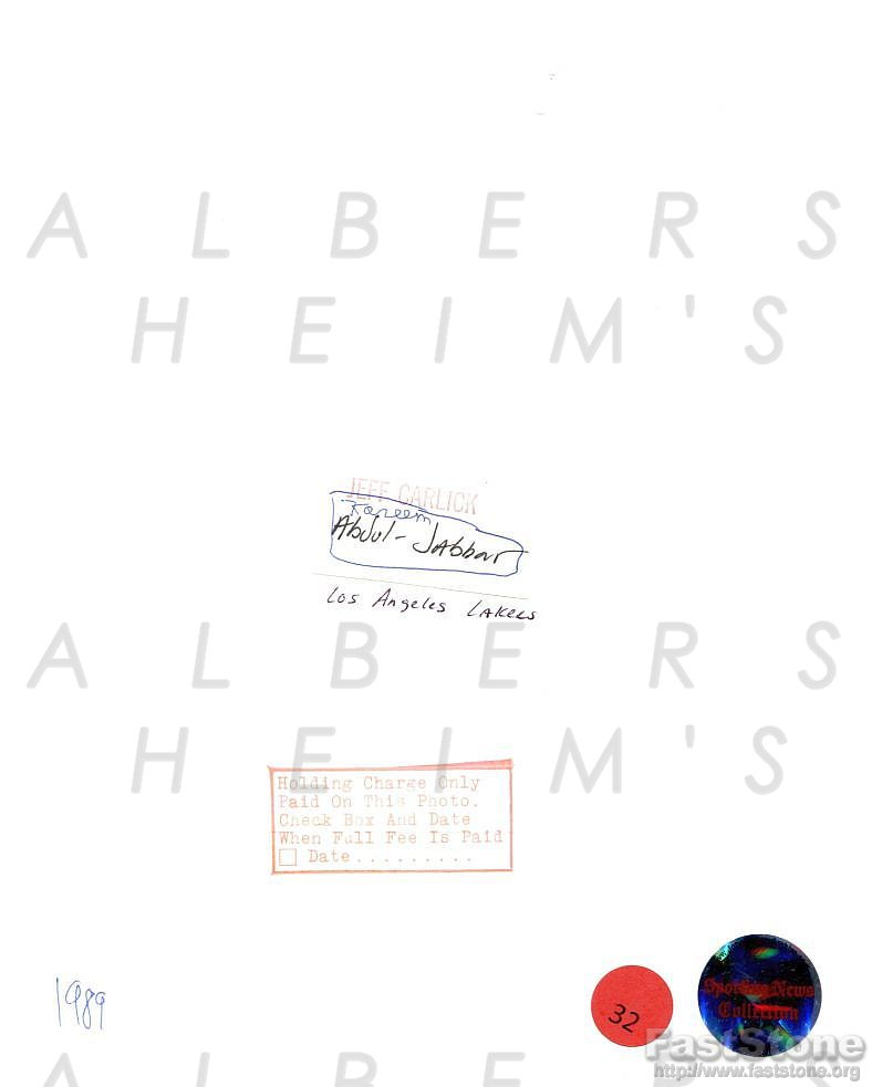 1989 Kareem Abdul Jabbar Lakers vs. Joe Dumars Detroit Pistons Original Photo