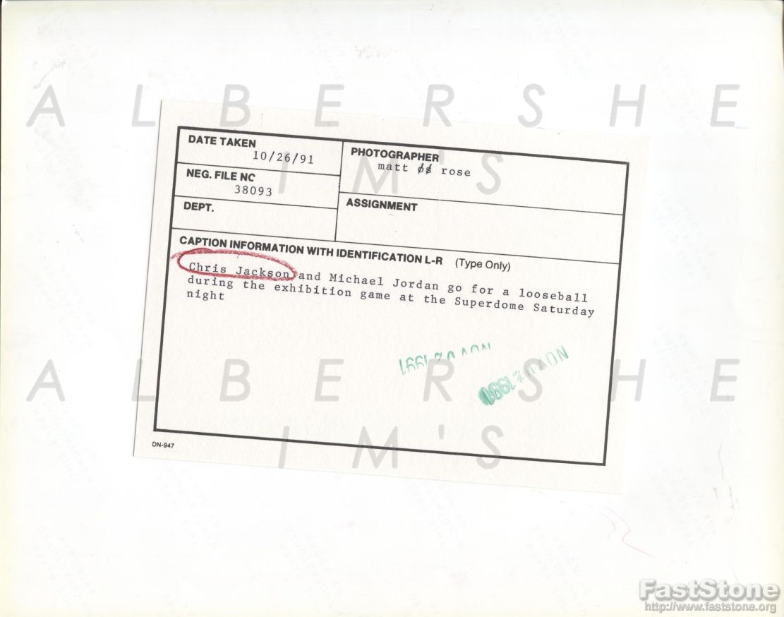Michael Jordan & Chris Jackson Fight For Loose Ball 1991 Original Photo
