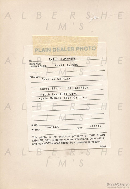 1986 Larry Bird & Kevin McHale vs. Cleveland Cavaliers Original TYPE I Photo