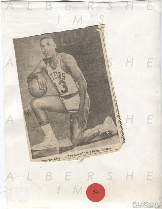 Maurice King Kansas City Steers ABL American Basketball League 1962 Original Photo