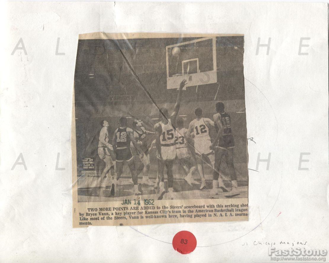 1962 Kansas City Steers vs. Chicago Majors Action Shot Original Photo ABL Basketball