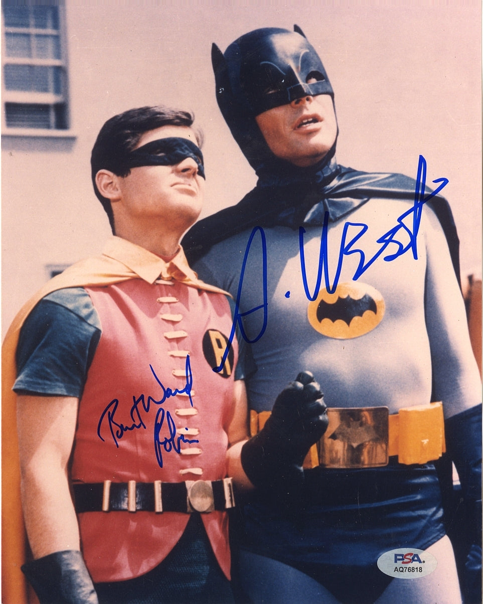 Adam West Batman & Burt Ward Robin Signed AUTO 8x10 Color Photo PSA/DNA