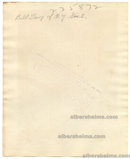 Circa 1923-24 Bill Terry NY Giants Baseball HOF AMAZING Rookie Original TYPE I Photo