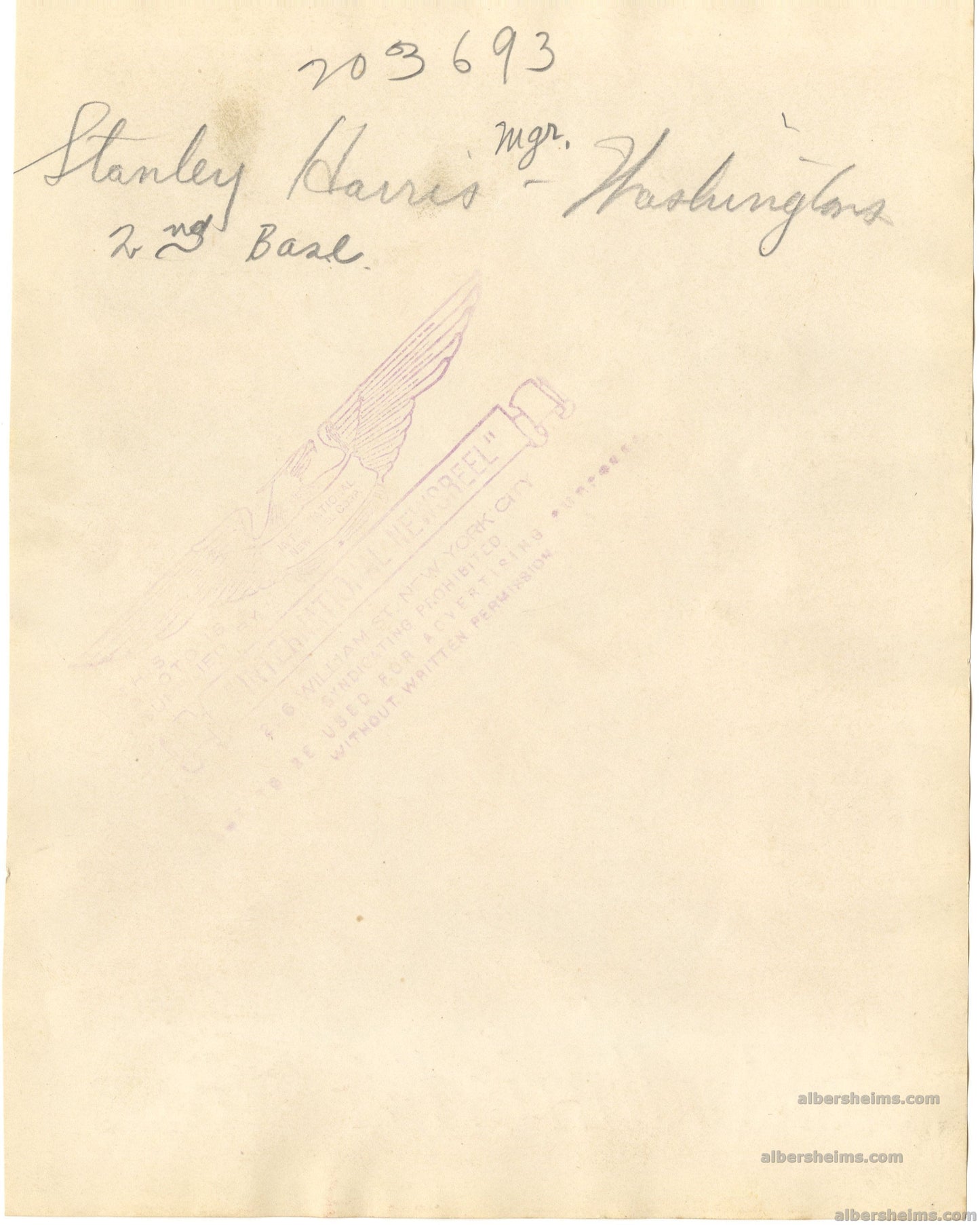 1920s Bucky Harris Washington Senators Baseball HOF Finest Image Original TYPE I Photo