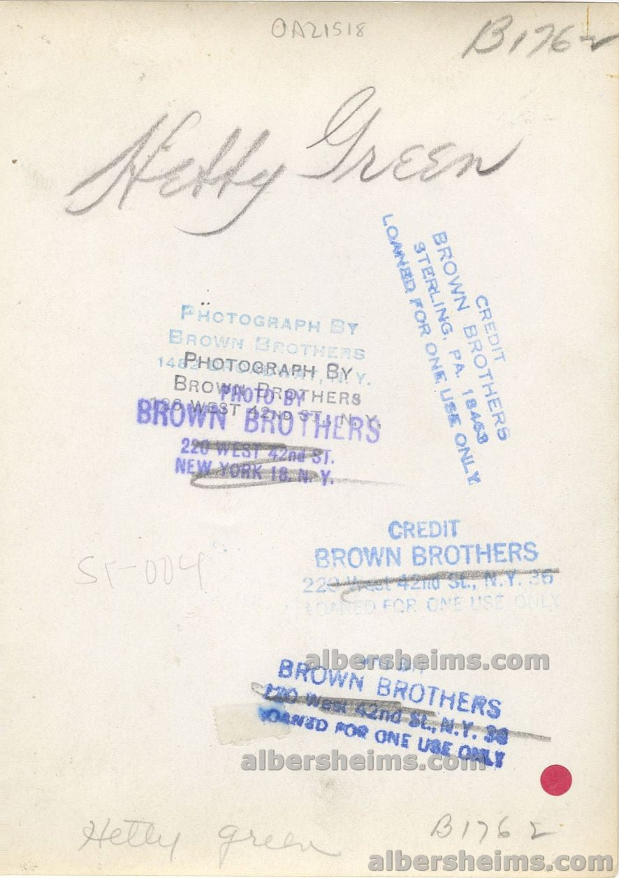 Hetty Green “The Witch of Wall Street” Original Brown Brothers Photo – Mug Shot