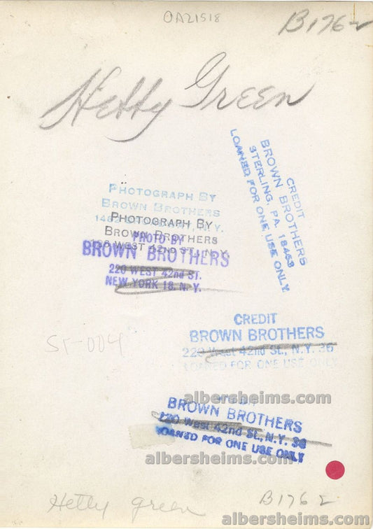 Hetty Green “The Witch of Wall Street” Original Brown Brothers Photo – Mug Shot