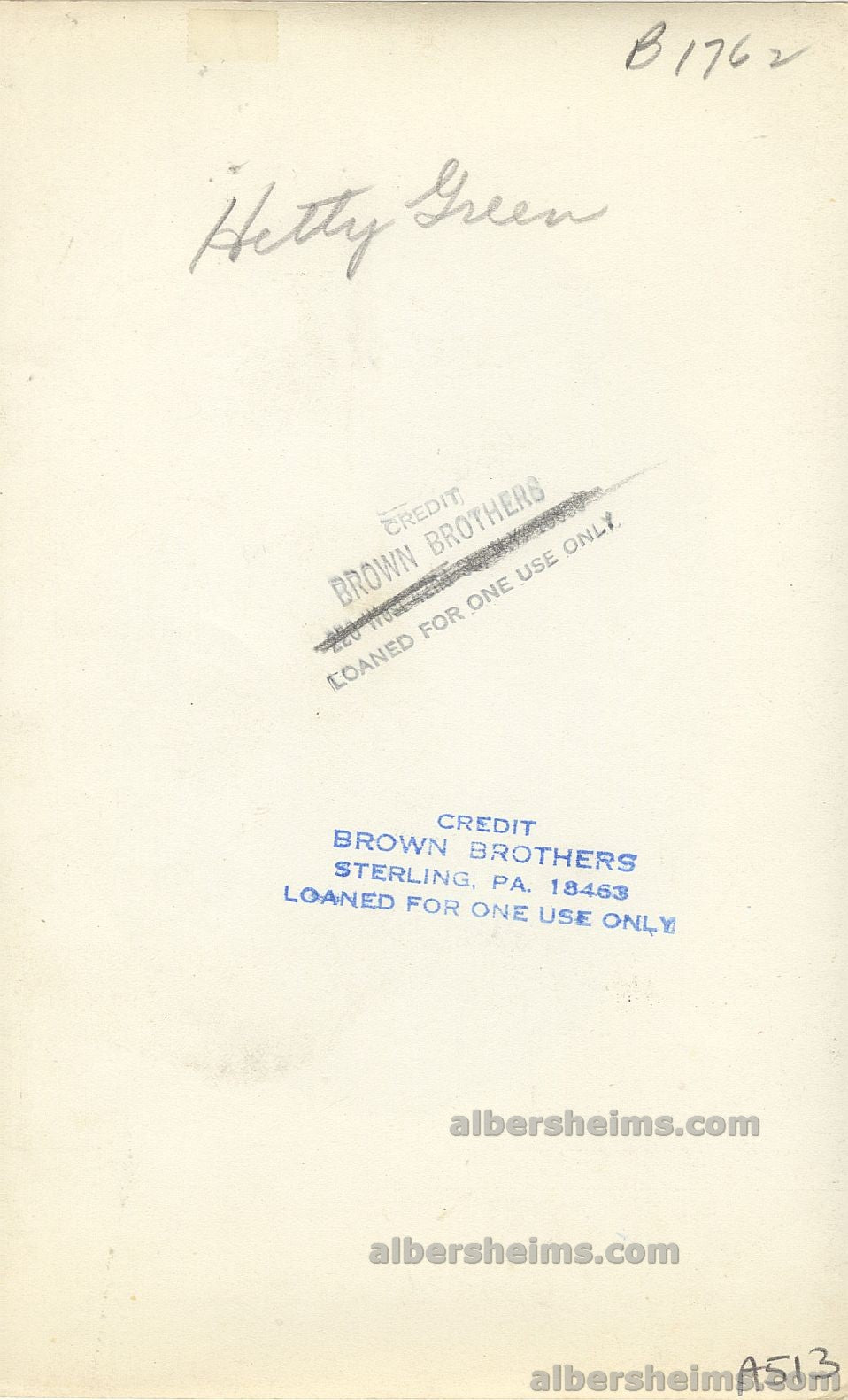 Hetty Green “The Witch of Wall Street” Original Brown Brothers Photo – Side Profile