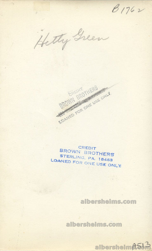 Hetty Green “The Witch of Wall Street” Original Brown Brothers Photo – Side Profile