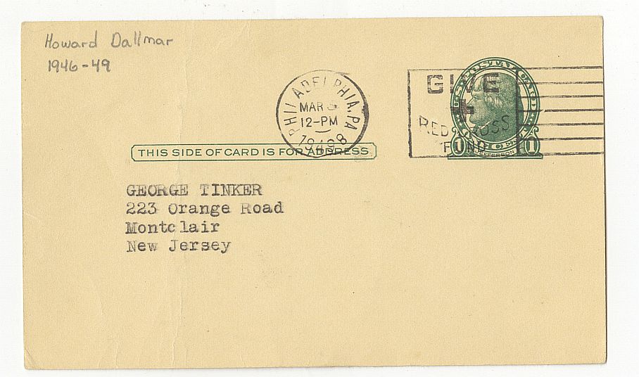 Howie Dallmar Signed GPC from 1949 Philadelphia Warriors Stanford Penn