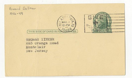 Howie Dallmar Signed GPC from 1949 Philadelphia Warriors Stanford Penn
