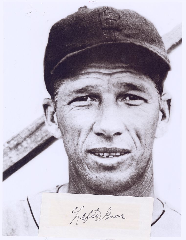 Lefty Grove Signed AUTO Cut Signature 5”x2” Index Card /w Photo Baseball HOF D.1975