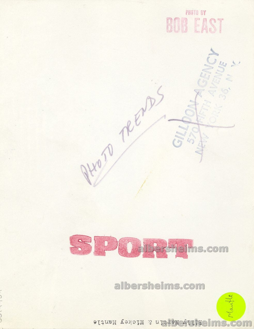 1950s Mickey Mantle & Billy Martin Best of Friends - Posing on the Golf Course Original TYPE I Photo