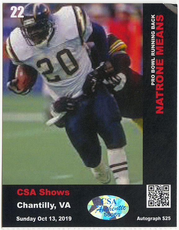 Natrone Means Signed AUTO 8x10 Photo San Diego Chargers /w Great Inscriptions CSA Show HOLO & COA