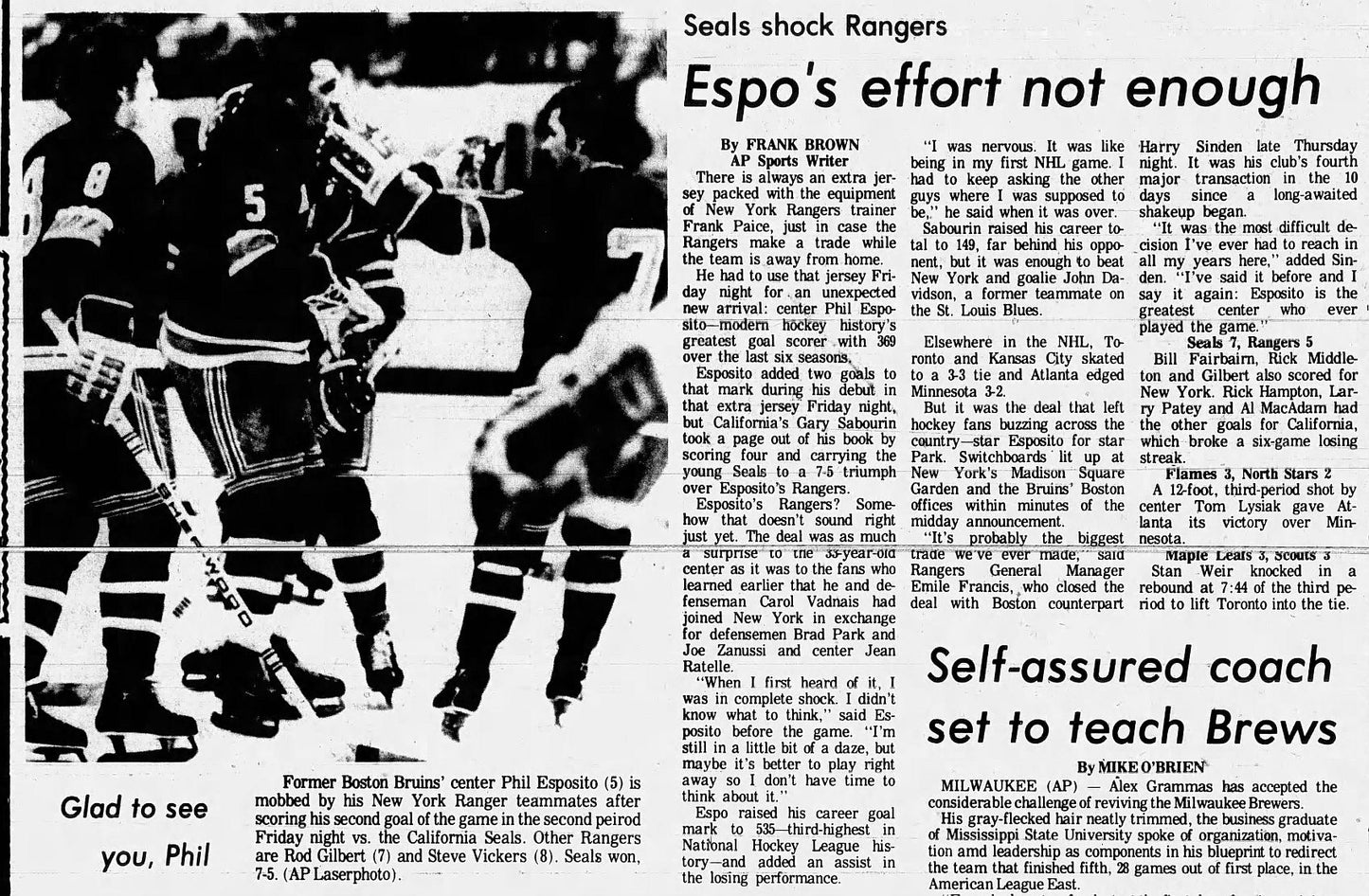 November 7, 1975 California Golden Seals vs New York Rangers NHL – Phil Esposito Rangers Debut Ticket Stub