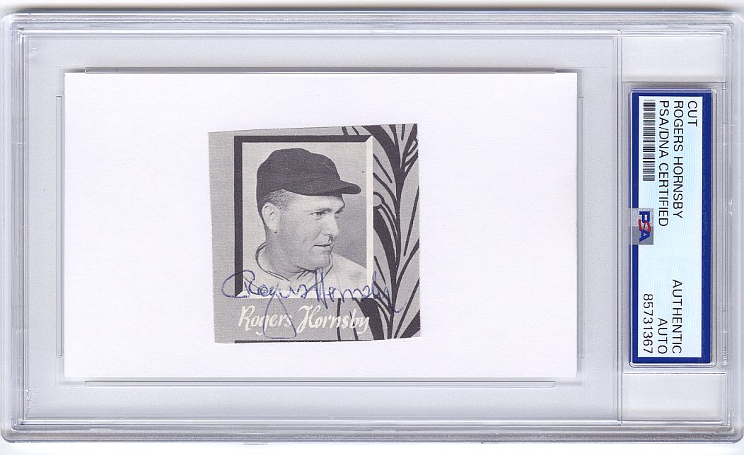 Rogers Hornsby Signed AUTO Photo Display Index Card Cut Baseball HOF PSA/DNA