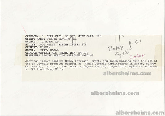 1994 Nancy Kerrigan & Tonya Harding in the Aftermath of the Greatest Ice-Skating Scandal in Olympic History Original TYPE I Photo.