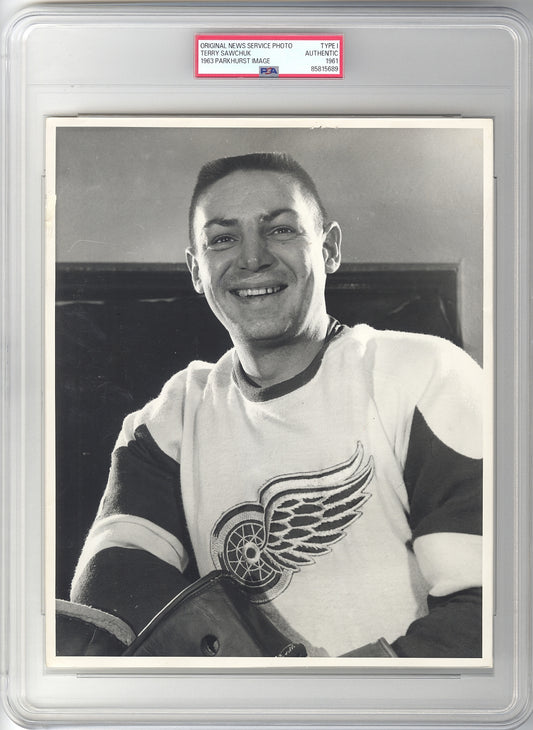 Terry Sawchuk Original TYPE I photo Image Used for his 1963-64 Parkhurst Hockey Card PSA/DNA