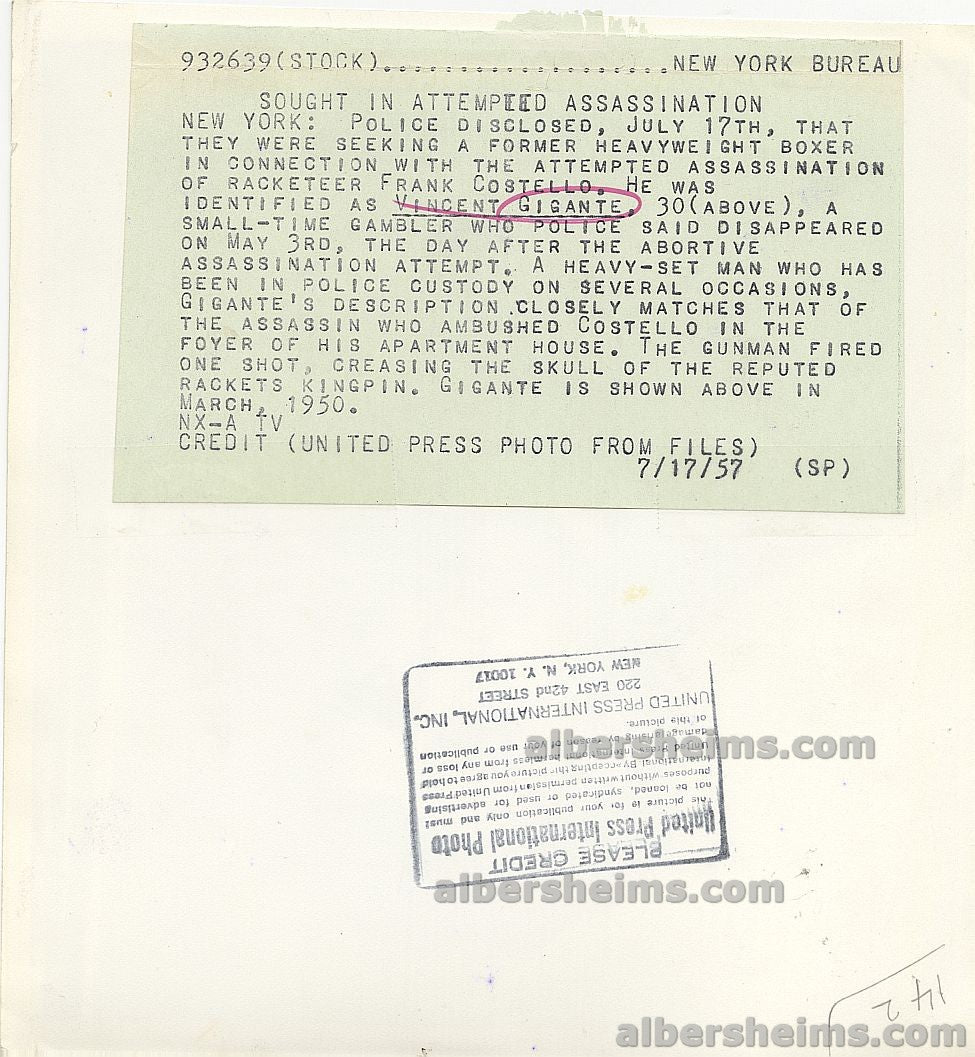 Vincent “The Chin” Gigante Original Vintage Press Photo – Boss of Genovese Crime Family